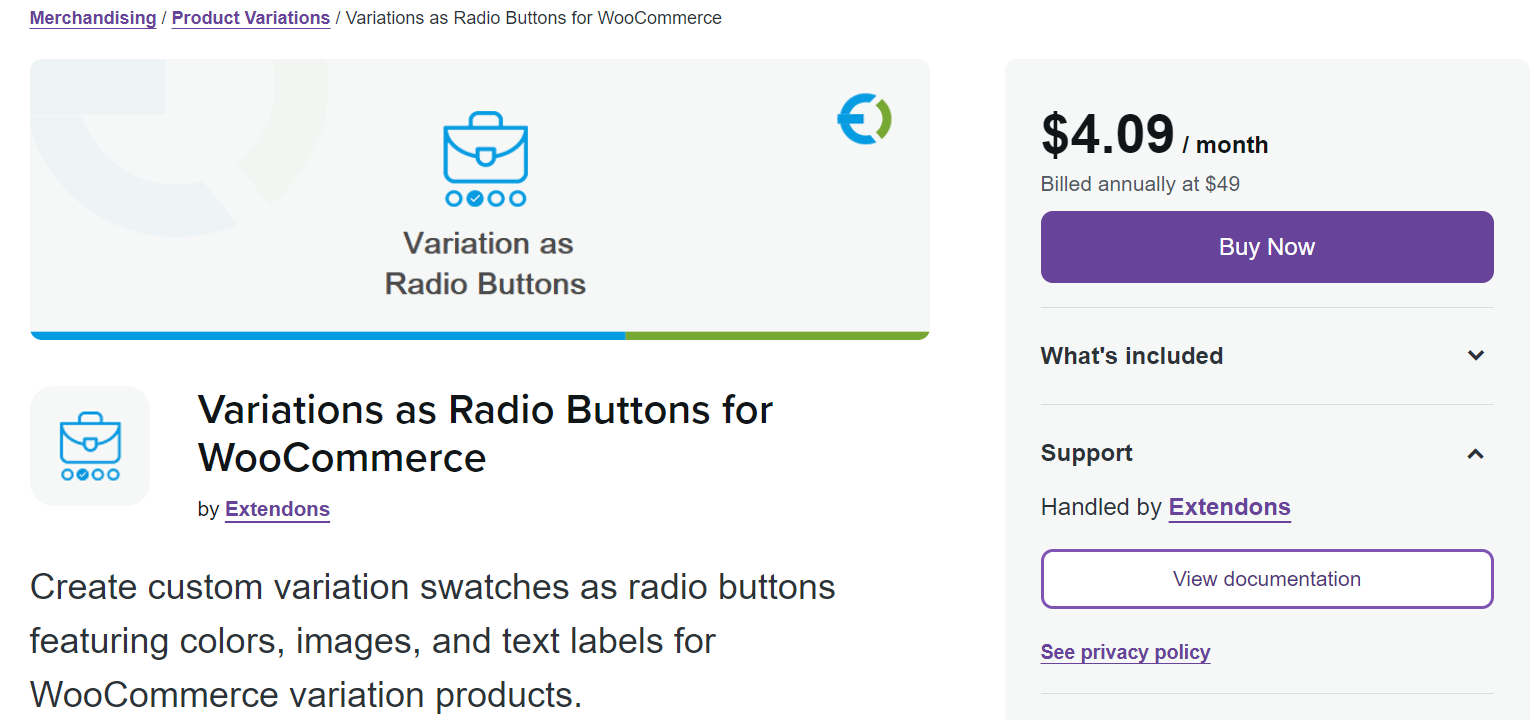 WooCOmmerce variation swacthes