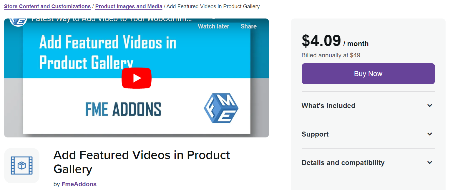 WooCommerce featured video